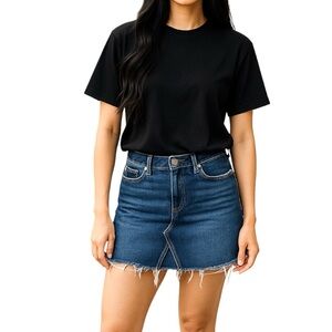 Paige Button Fly Raw Hem Denim Jean Skirt Size 29